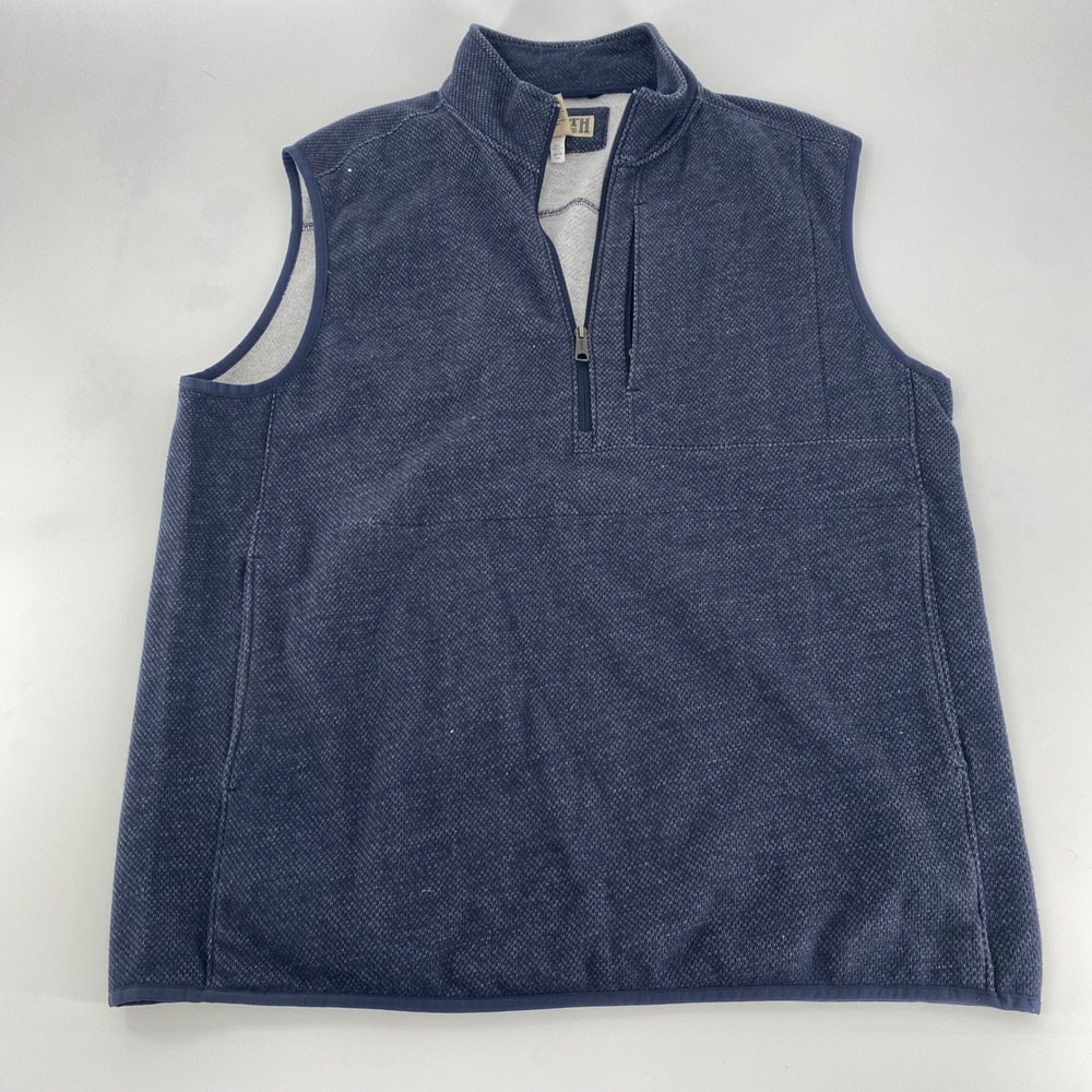 Duluth Trading Co Mens Blue‎ Textured Quarter Zip Vest Size L